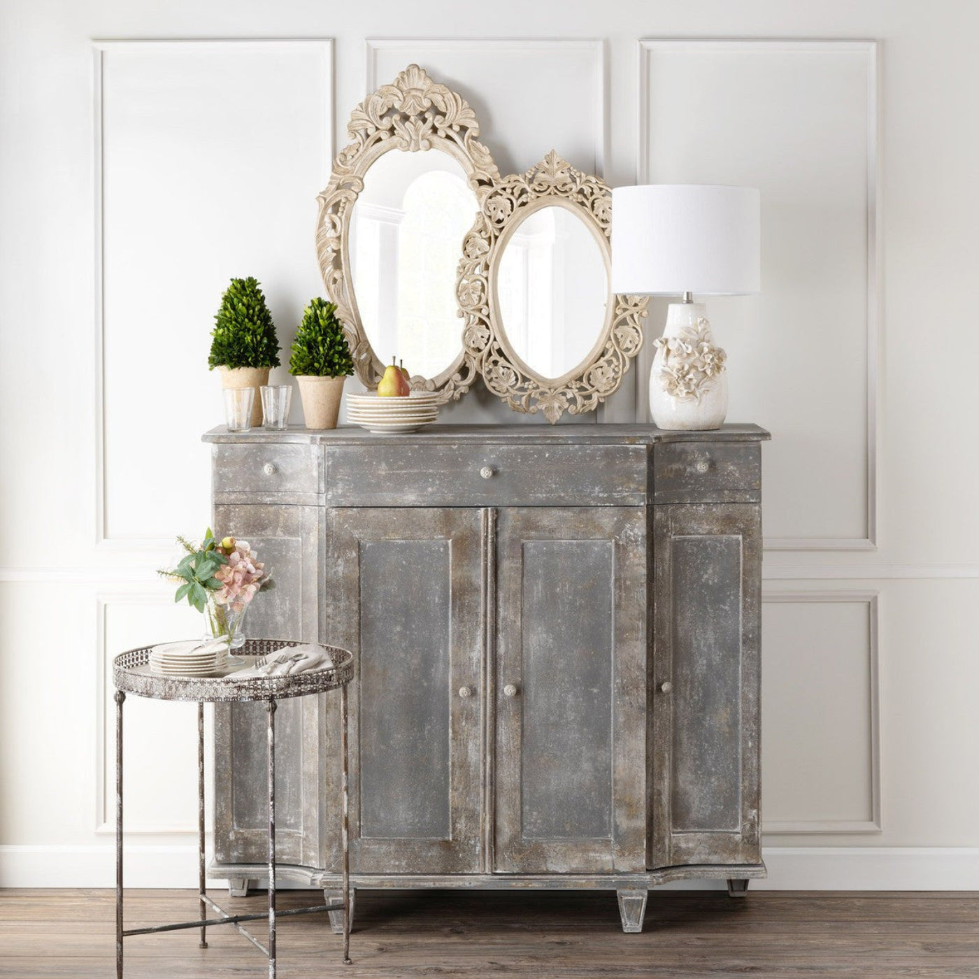 Park Hill Collection Country French Auvergne Hand Carved Wood Mirror - EWI26056