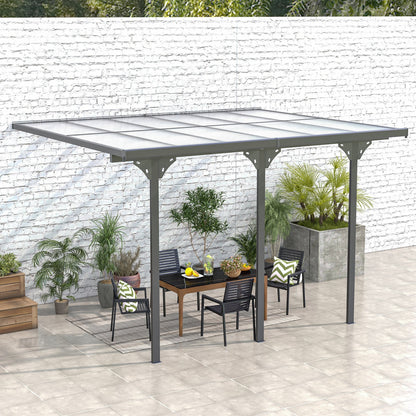 Outsunny 12' x 10' Polycarbonate Pergola, Transparent UV Blocking, Hardtop Gazebo, Aluminum, Gray - 84C-182V01LG