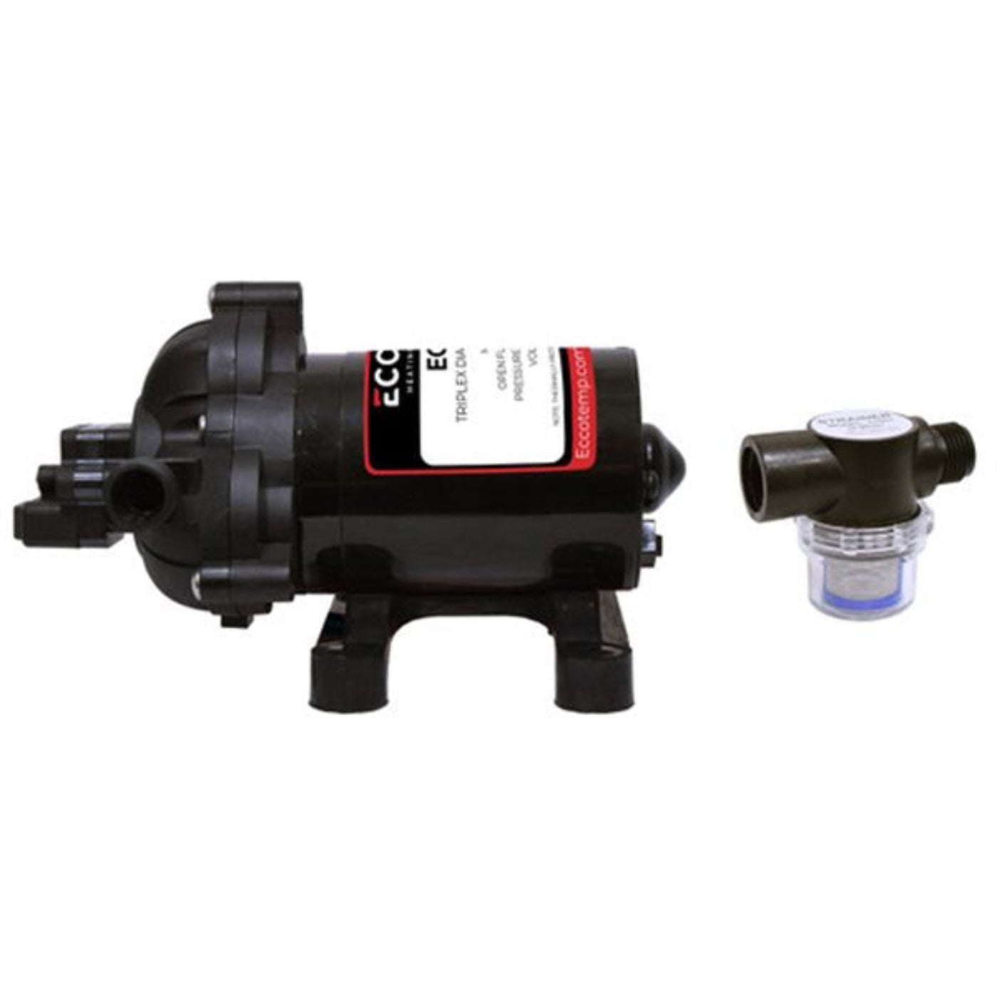 Eccotemp Luxé 3.0 GPM Portable Liquid Propane Outdoor Tankless Water Heater with EccoFlo Diaphragm 12V Pump and Strainer - EL10-PS