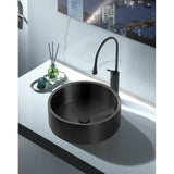 Eden Bath 15 3/4" Round Thick Rim Stainless Steel Bathroom Vessel Sink with Drain in Black - EB_SS003BK