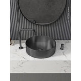 Eden Bath 15" Round Stainless Steel Bathroom Vessel Sink with Drain in Black - EB_SS001BK