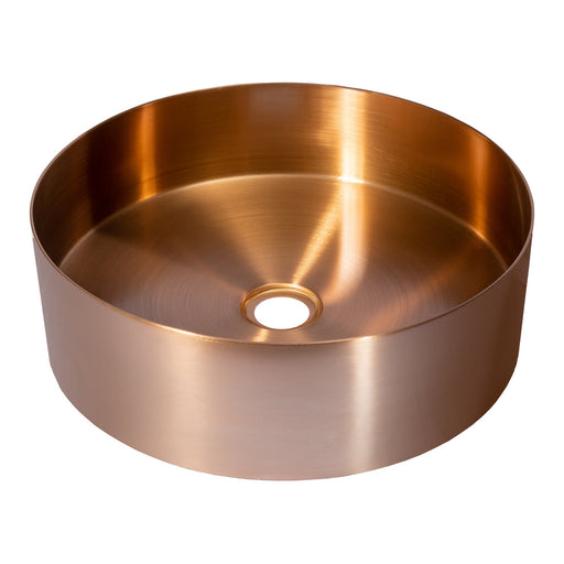 Eden Bath 15" Round Stainless Steel Bathroom Vessel Sink with Drain in Rose Gold - EB_SS001RG