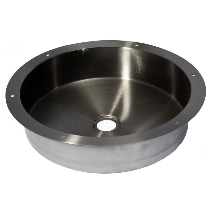 Eden Bath 15" Round Stainless Steel Undermount Bathroom Sink with Drain in Black - EB_SS050BK