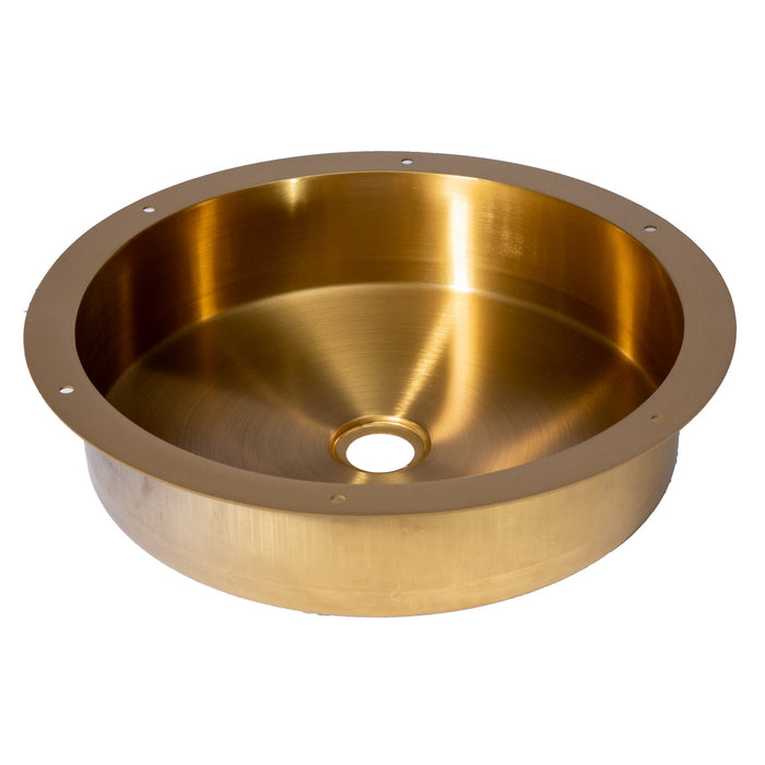 Eden Bath 15" Round Stainless Steel Undermount Bathroom Sink with Drain in Gold - EB_SS050GD