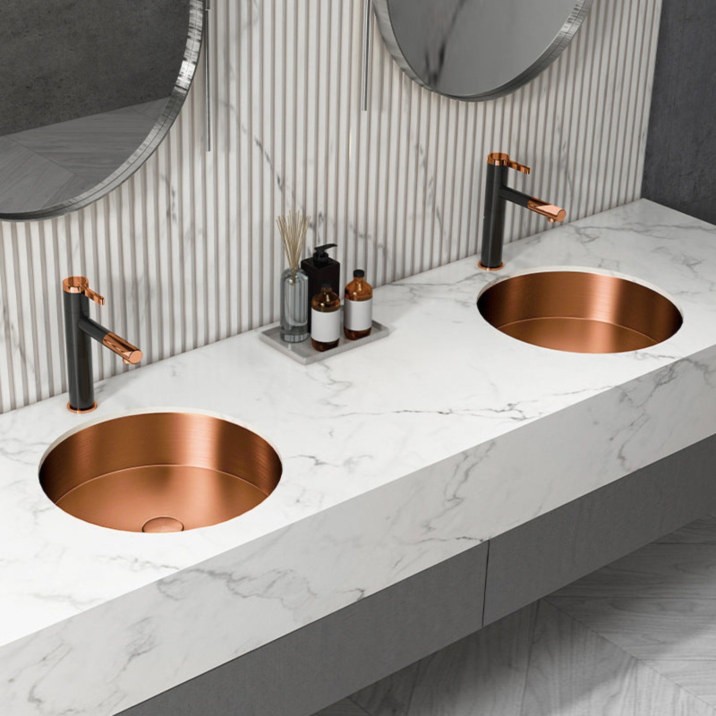 Eden Bath 15" Round Stainless Steel Undermount Bathroom Sink with Drain in Rose Gold - EB_SS050RG