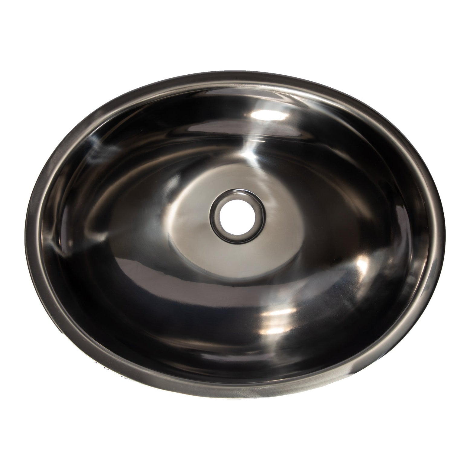 Eden Bath Oval 17 1/2" x 14" Top Mount Stainless Steel Bathroom Sink with Drain in Black - EB_SS052BK