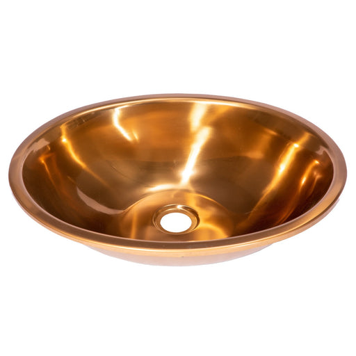 Eden Bath Oval 17 1/2" x 14" Top Mount Stainless Steel Bathroom Sink with Drain in Rose Gold - EB_SS052RG