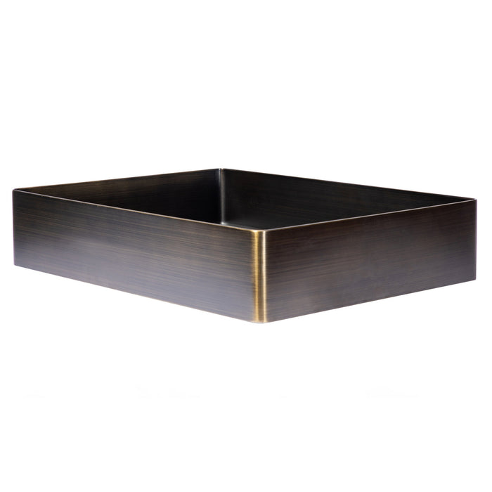 Eden Bath Rectangular 19" x 14 1/2" Stainless Steel Bathroom Vessel Sink with Drain in Antique Gold - EB_SS002AT