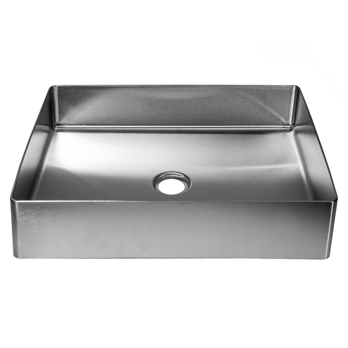 Eden Bath Rectangular 19" x 14 1/2" Stainless Steel Bathroom Vessel Sink with Drain in Silver - EB_SS002SV