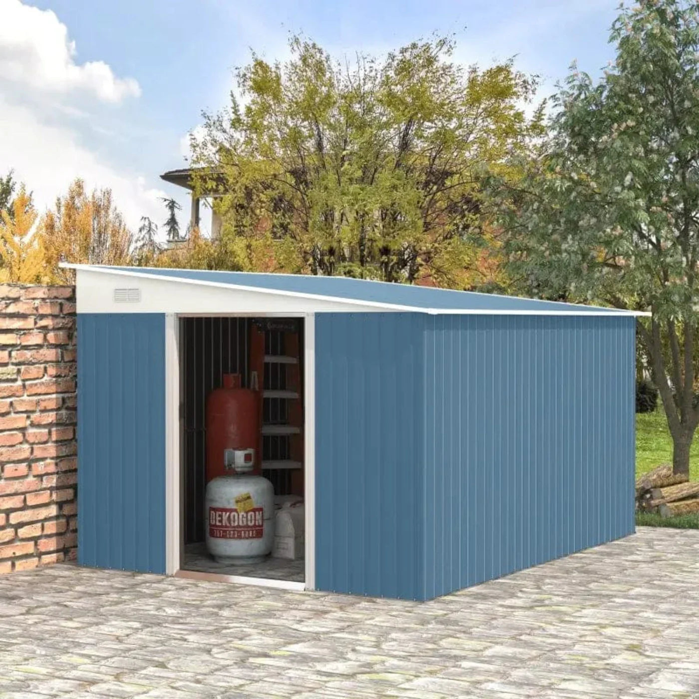 Outsunny 11.5' x 9' x 6.5' Steel Garden Storage Shed - 845-529