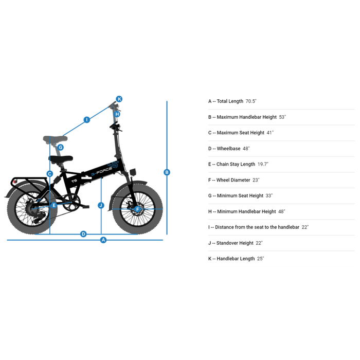 G-Force 750W T5 Folding Fat Tire Electric Bike - EB-GF-T5