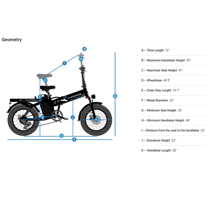 G-Force 750W 48V T7 Long Range Electric Bike - EB-GF-T7-BLK