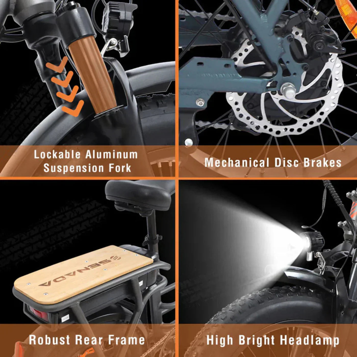 Senada Bikes 500W 48V Osprey All-Terrain Comfort Long Range Step-Thru Fat Tire Electric Bike - EB-SN-OSPREY-LB