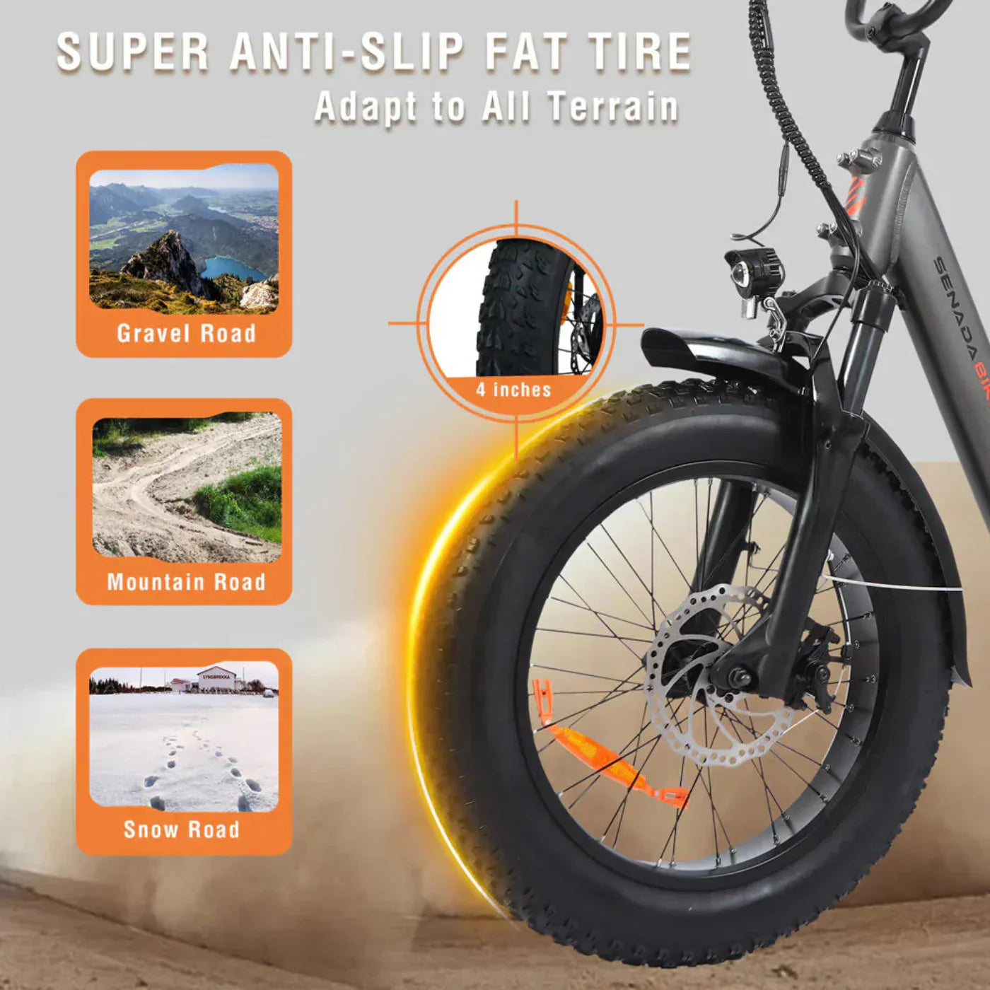Senada Bikes 500W 48V Osprey All-Terrain Comfort Long Range Step-Thru Fat Tire Electric Bike - EB-SN-OSPREY-LB