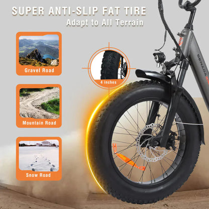 Senada Bikes 500W 48V Osprey All-Terrain Comfort Long Range Step-Thru Fat Tire Electric Bike - EB-SN-OSPREY-LB
