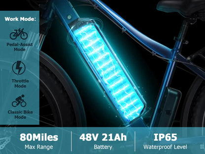 Senada Bikes 1000W 48V Saber Plus All-Terrain Fat Tire Electric Bike - EB-SN-SABER-PLUS-MB