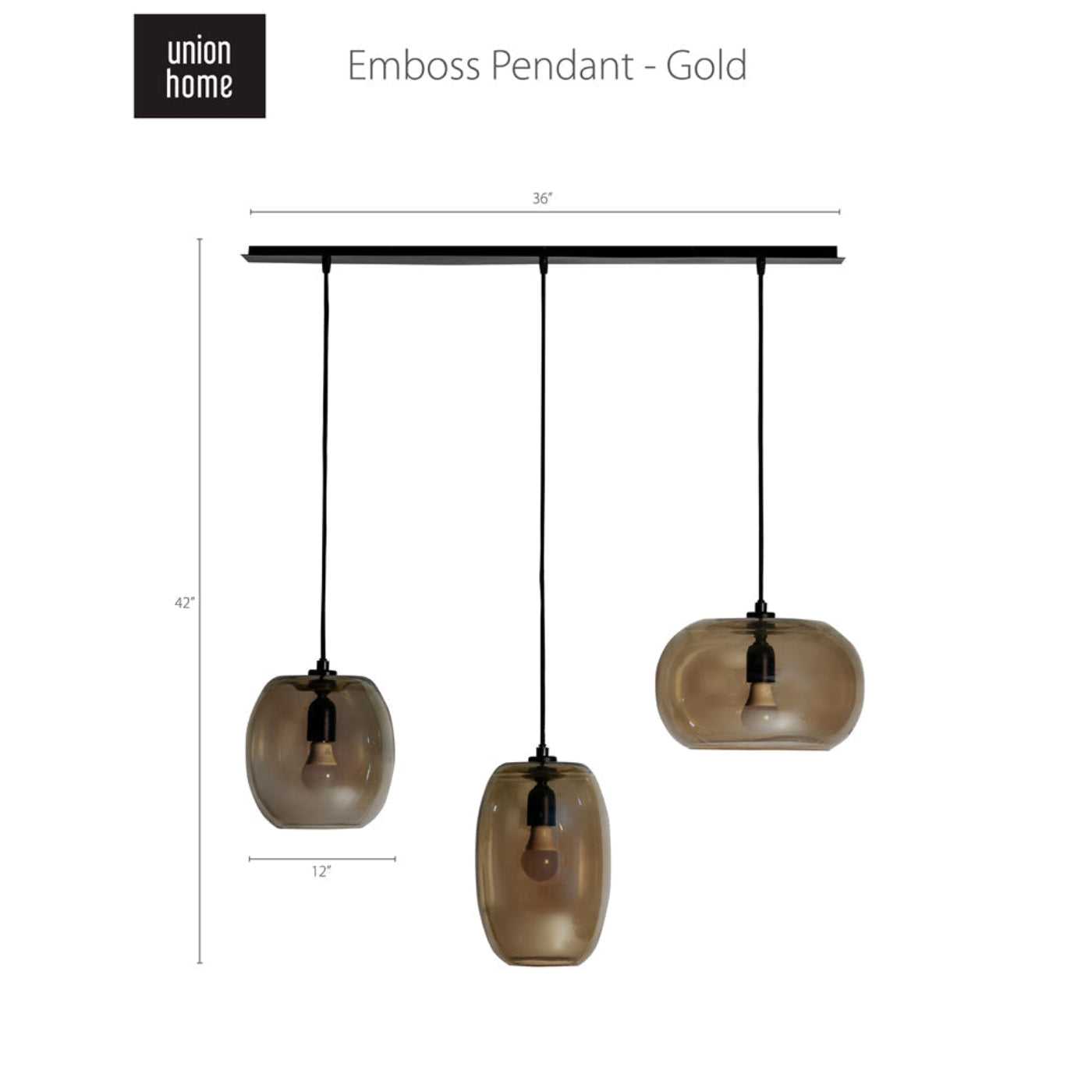 Union Home Emboss Pendant Gold -  DEC00012