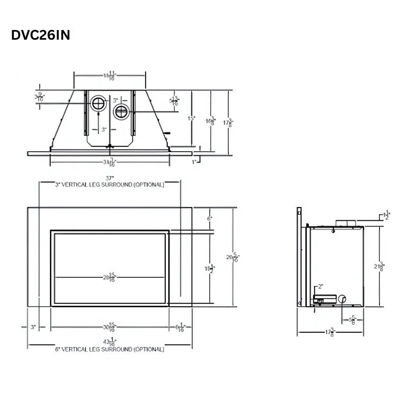 Empire Innsbrook Medium Clean Face Direct Vent Gas Insert | DVC26IN