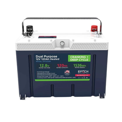 Epoch 12V 120Ah - Group 27 - Cranking & Deep Cycle Lithium Battery (Dual Purpose) - DP12120H