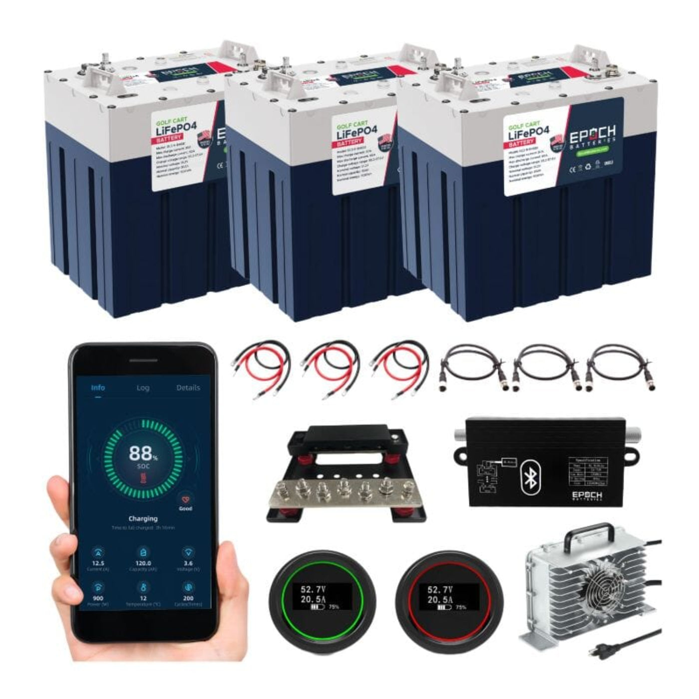 EPOCH 48V 30Ah - 180Ah | GC2 - Golf Cart LiFePO4 Lithium Battery - 48V-30Ah-GC2