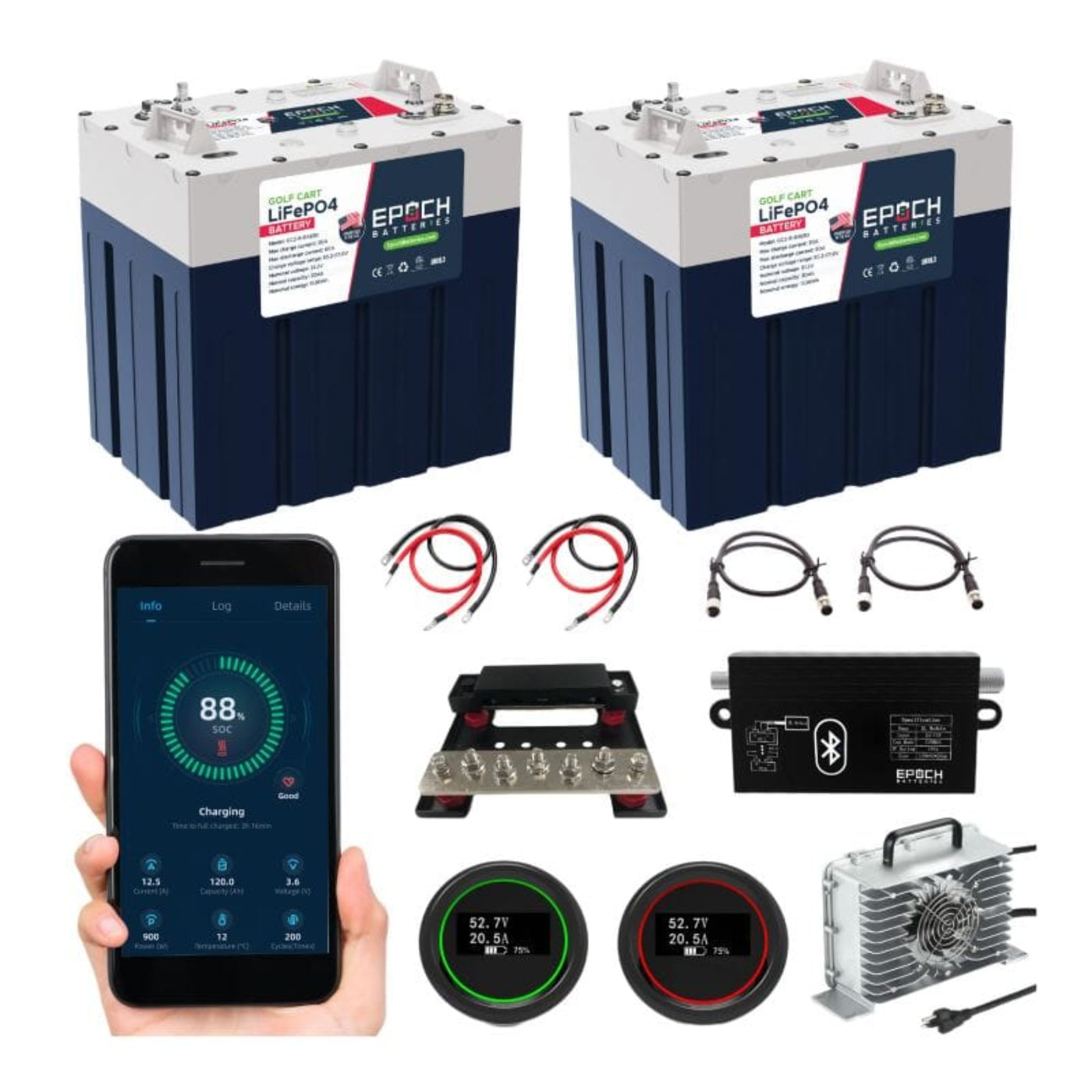 EPOCH 48V 30Ah - 180Ah | GC2 - Golf Cart LiFePO4 Lithium Battery - 48V-30Ah-GC2
