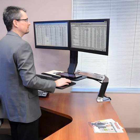 Positive Posture Ergotron WorkFit A Dual Monitor Sit Stand Workstation - 24-312-026