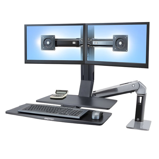 Positive Posture Ergotron WorkFit A Dual Monitor Sit Stand Workstation - 24-312-026