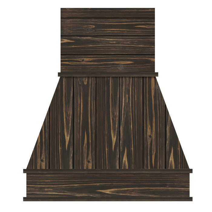 Custom Rustic Range Hood, Reclaimed Barn Wood Vent Hood with Insert Ventilator & Decorative Molding Trim, Craftsman A Series - AK-Wood hood-C