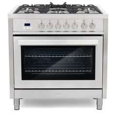 Cosmo Commercial-Style 36" Single Oven Dual Fuel Range with 8 Function 3.8 cu. ft. Convection Oven in Stainless Steel - COS-F965