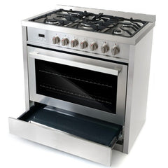 Cosmo Commercial-Style 36" Single Oven Dual Fuel Range with 8 Function 3.8 cu. ft. Convection Oven in Stainless Steel - COS-F965NF