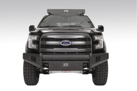Fab Fours FF15-R3251-1 Ford F150 2015-2017 Black Steel Elite Front Bumper No Guard with Tow Hooks