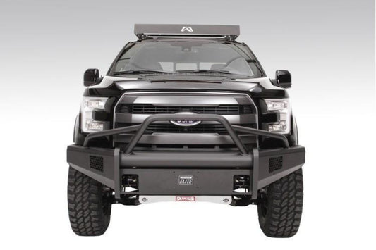 Fab Fours FF15-R3252-1 Ford F150 2015-2017 Black Steel Elite Front Bumper Pre-Runner Guard with Tow Hooks