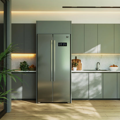 FORNO 33-Inch Side-by-Side Refrigerator, 15.6 cu.ft, in Stainless Steel  - FFRBI1805-33SB