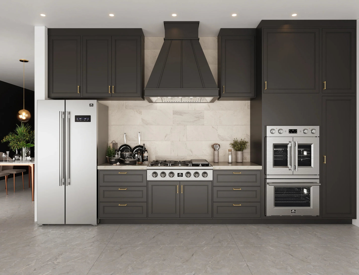 FORNO 33-Inch Side-by-Side Refrigerator, 15.6 cu.ft, in Stainless Steel  - FFRBI1805-33SB