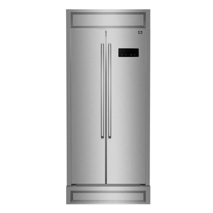 Forno Salerno 33-Inch 15.6 cu.ft Built-in Refrigerator with Modern Decorative Grille in Stainless Steel (FFRBI1805-37MG) - FFRBI1805-37MG