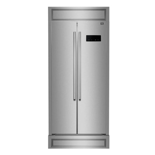 Forno Salerno 33-Inch 15.6 cu.ft Built-in Refrigerator with Modern Decorative Grille in Stainless Steel (FFRBI1805-37MG) - FFRBI1805-37MG