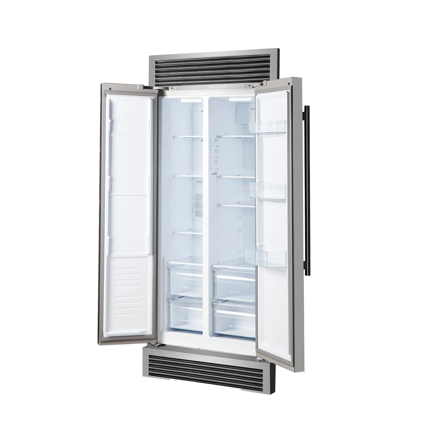 Forno 33-Inch Salerno Side-by-Side Counter Depth Refrigerator 15.6 Cu. Ft. in Stainless Steel with Professional Handle & 4” Decorative Grille  - FFRBI1805-37SG