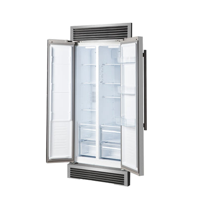 Forno 33-Inch Salerno Side-by-Side Counter Depth Refrigerator 15.6 Cu. Ft. in Stainless Steel with Professional Handle & 4” Decorative Grille  - FFRBI1805-37SG