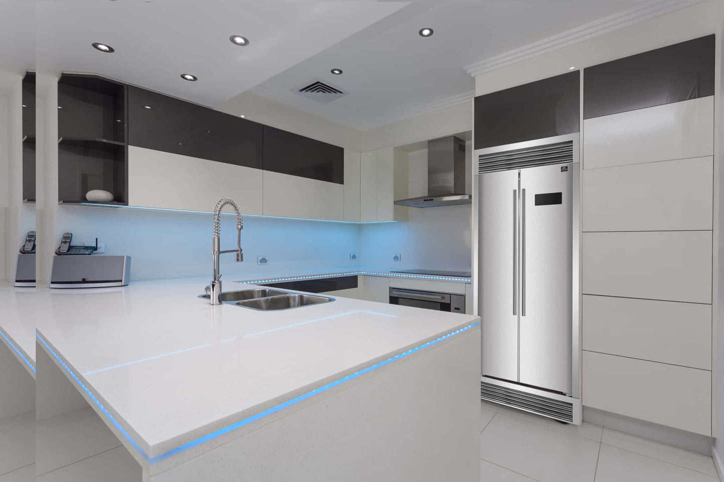 Forno 33-Inch Salerno Side-by-Side Counter Depth Refrigerator 15.6 Cu. Ft. in Stainless Steel with Professional Handle & 4” Decorative Grille  - FFRBI1805-37SG