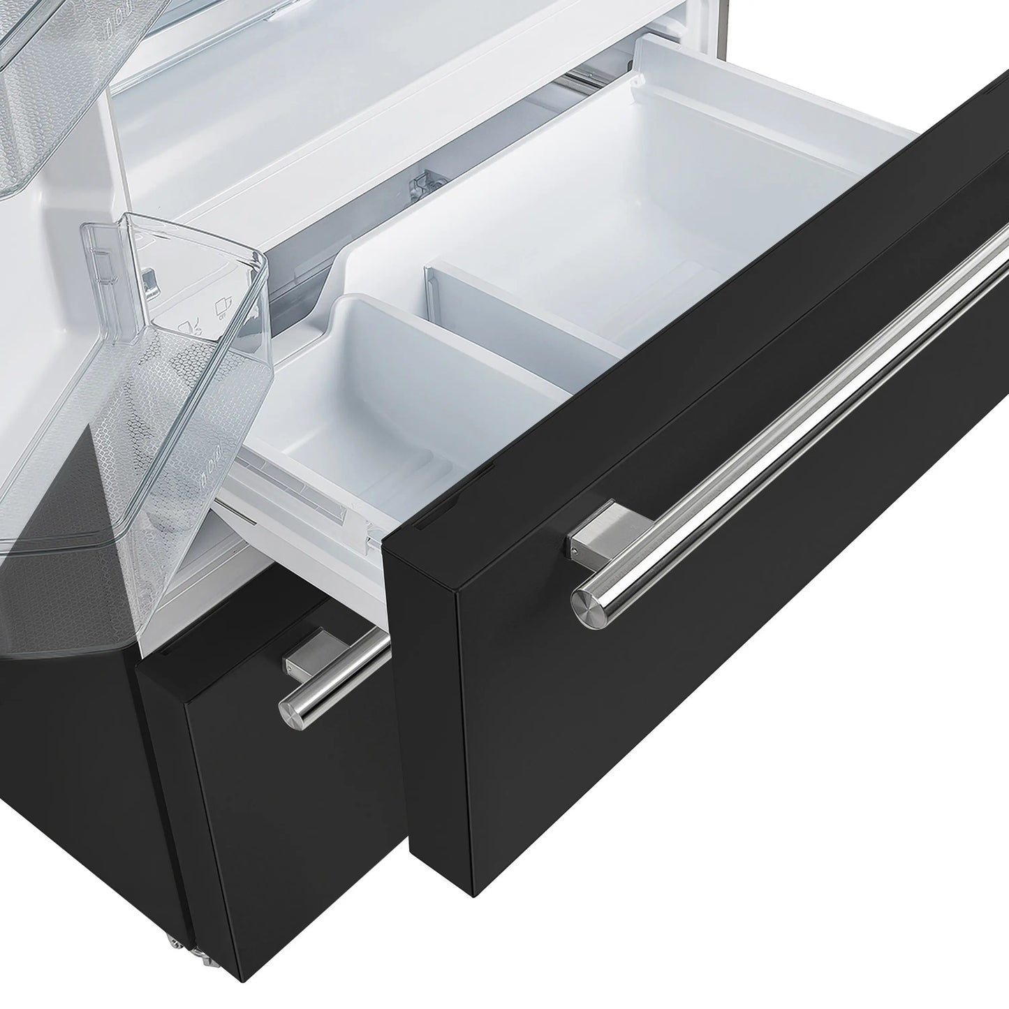 Forno Espresso Moena 36-inch 19.2 Cu.ft French Door Refrigerator in Black with Stainless Steel Handle  - FFRBI1820-36BLK