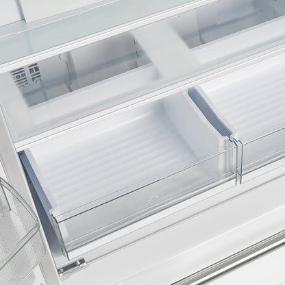 Forno Espresso Moena 36-inch 19.2 Cu.ft French Door Refrigerator in White with Antique Brass Handle  - FFRBI1820-36WHT