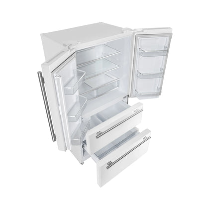 Forno Espresso Moena 36-inch 19.2 Cu.ft French Door Refrigerator in White with Stainless Steel Handle  -  FFRBI1820-36WHT