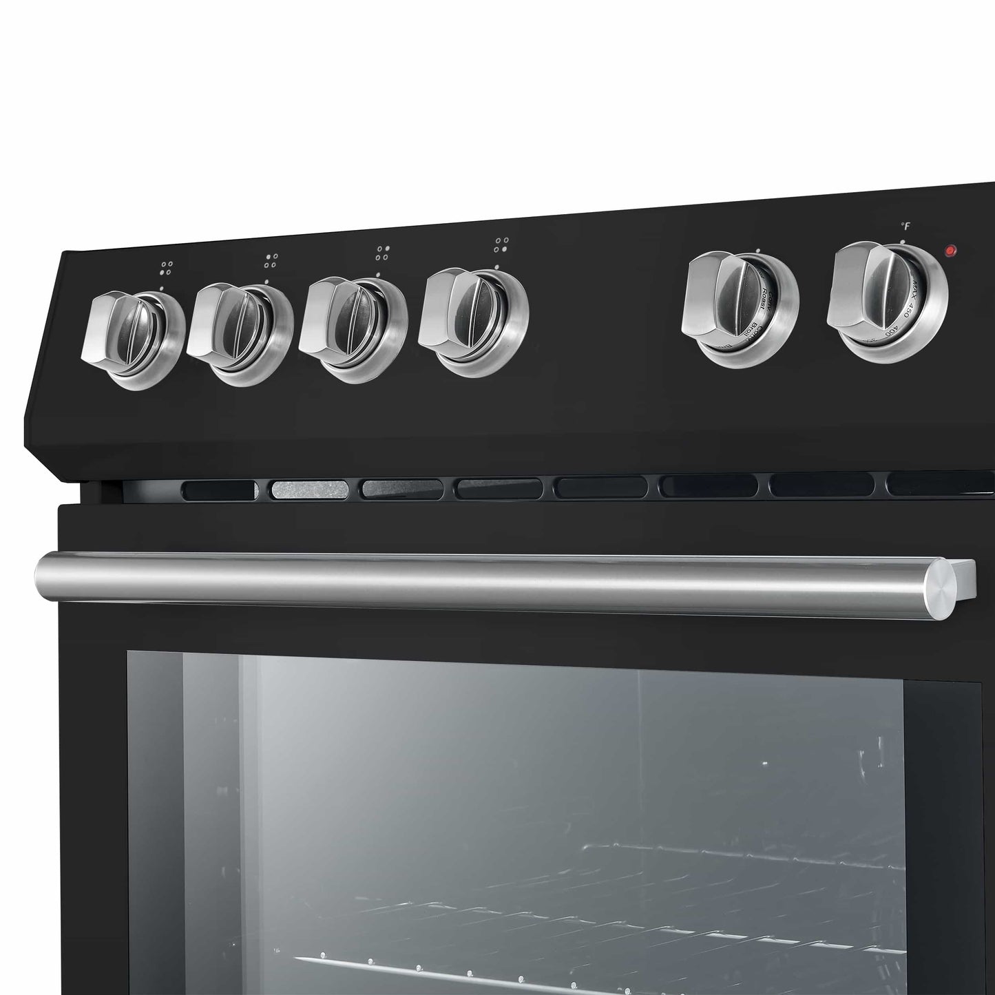 Forno 5-Piece Appliance Package - 30-Inch Electric Range, Under Cabinet Range Hood, Refrigerator with Water Dispenser, Dishwasher, and  Microwave Drawer in Black with Stainless Steel Trim - APW5-6012-30BLK