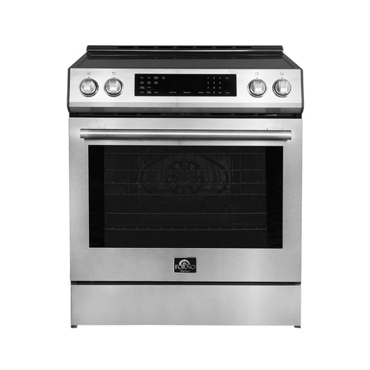 Forno 5-Piece Appliance Package - 30-Inch Induction Range, Under Cabinet Range Hood, Refrigerator with Water Dispenser, Dishwasher, and 30-Inch Microwave Drawer in Stainless Steel - APW5-905-30-MWD30