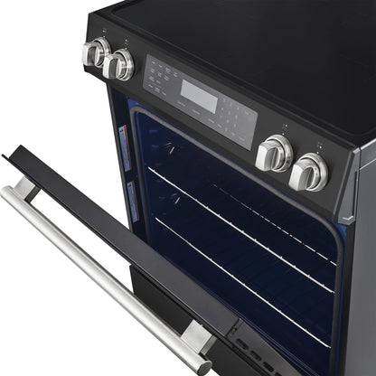 Forno 5-Piece Appliance Package - 30-Inch Induction Range, Under Cabinet Range Hood, Refrigerator, Dishwasher, and 24-Inch Microwave Drawer in Black with Stainless Steel Trim - APR5-905-30BLK