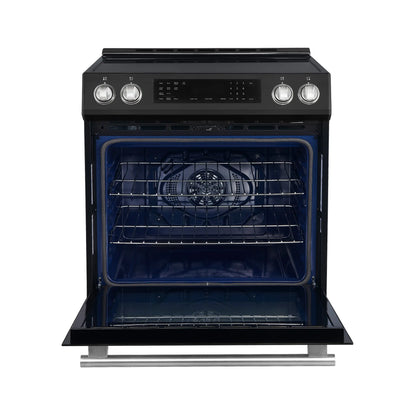 Forno 5-Piece Appliance Package - 30-Inch Inducton Range, Under Cabinet Range Hood, Refrigerator with Water Dispenser, Dishwasher, and  24-Inch Microwave Oven in Black with Stainless Steel Trim - APW5-905-30BLK-MWO24