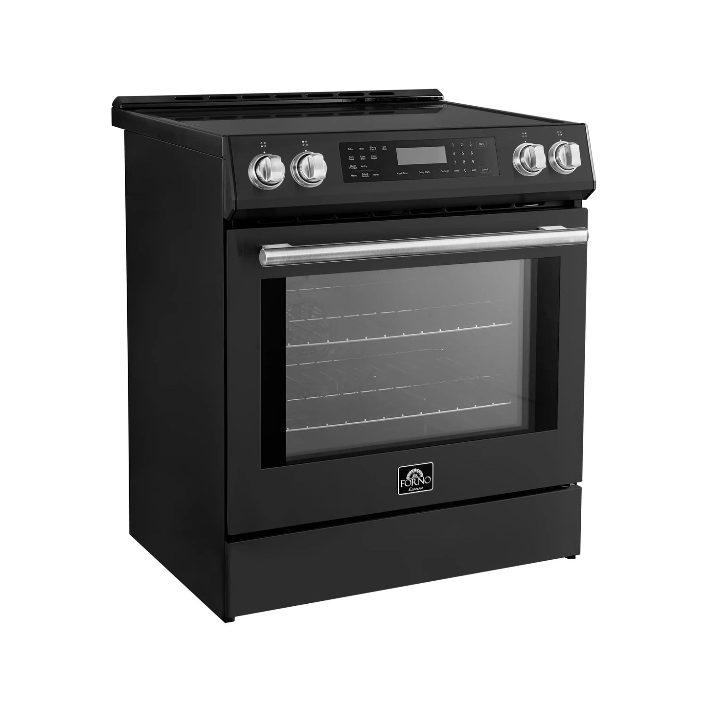 Forno 5-Piece Appliance Package - 30-Inch Induction Range, Under Cabinet Range Hood, Refrigerator, Dishwasher, and 24-Inch Microwave Drawer in Black with Stainless Steel Trim - APR5-905-30BLK