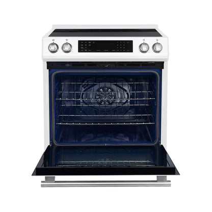 Forno Espresso Donatello 30-Inch Induction Range with Digital Display in White with Antique Brass Trim  - FFSIN0905-30WHT