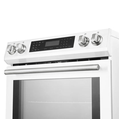 Forno 5-Piece Appliance Package - 30-Inch Induction Range, Under Cabinet Range Hood, Refrigerator, Dishwasher, and  30-Inch Microwave Oven in White with Stainless Steel Trim - APR5-905-30WHT-MWO30