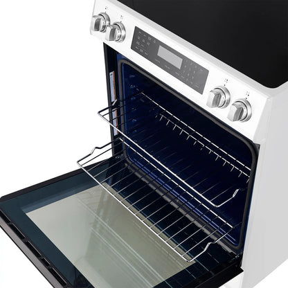 Forno 5-Piece Appliance Package - 30-Inch Inducton Range, Under Cabinet Range Hood, Refrigerator, Dishwasher, and  24-Inch Microwave Oven in White with Stainless Steel Trim - APR5-905-30WHT-MWO24